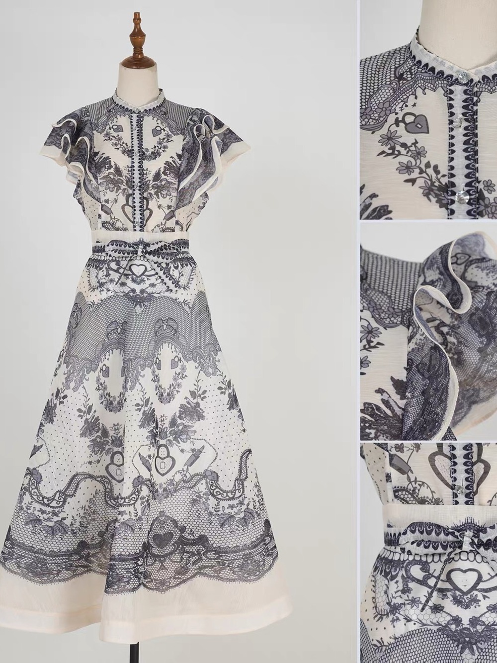 Designer-Style Black Ruffled Two-Piece Dress Set - Picture 9 of 10